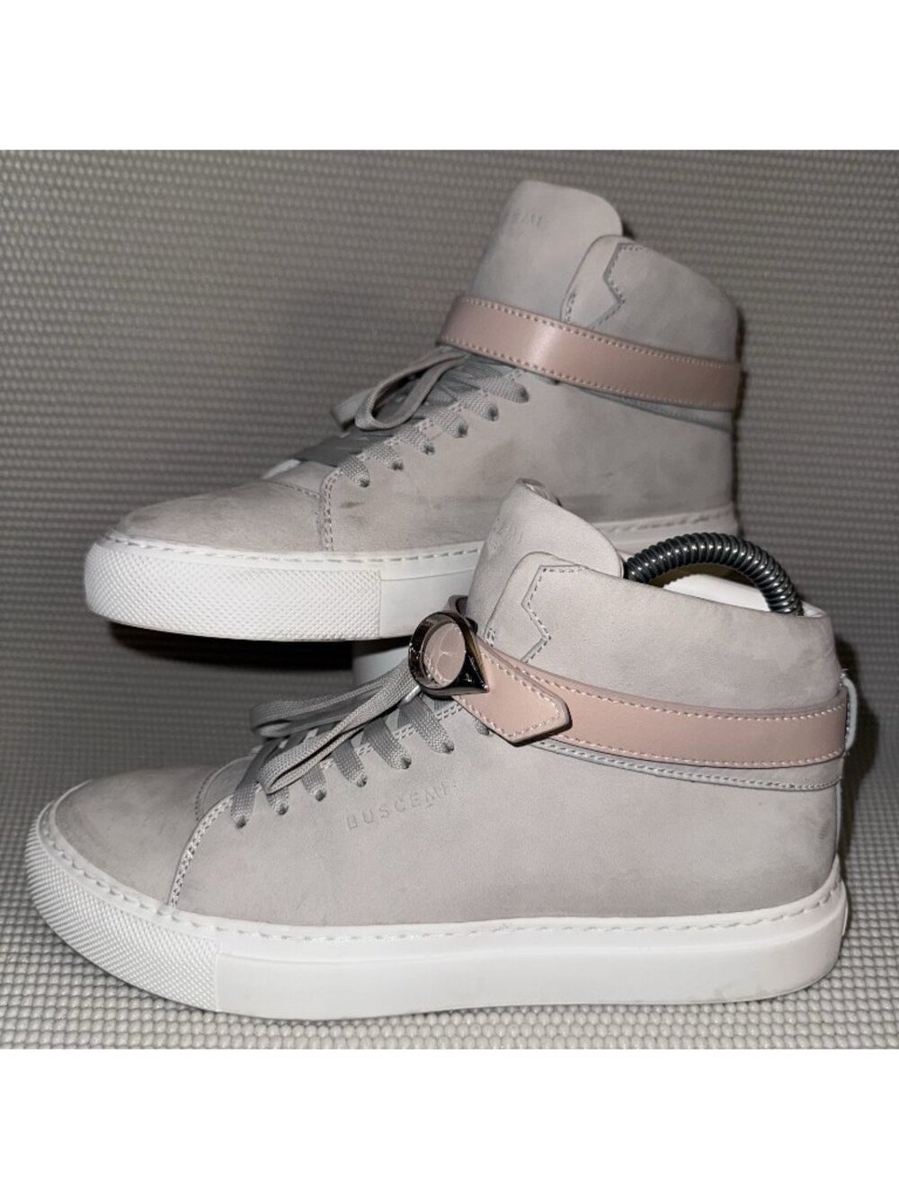 Buscemi 100MM Gray Suede Peach Strap High-Top Sneakers Women’s US 7 / EU 37